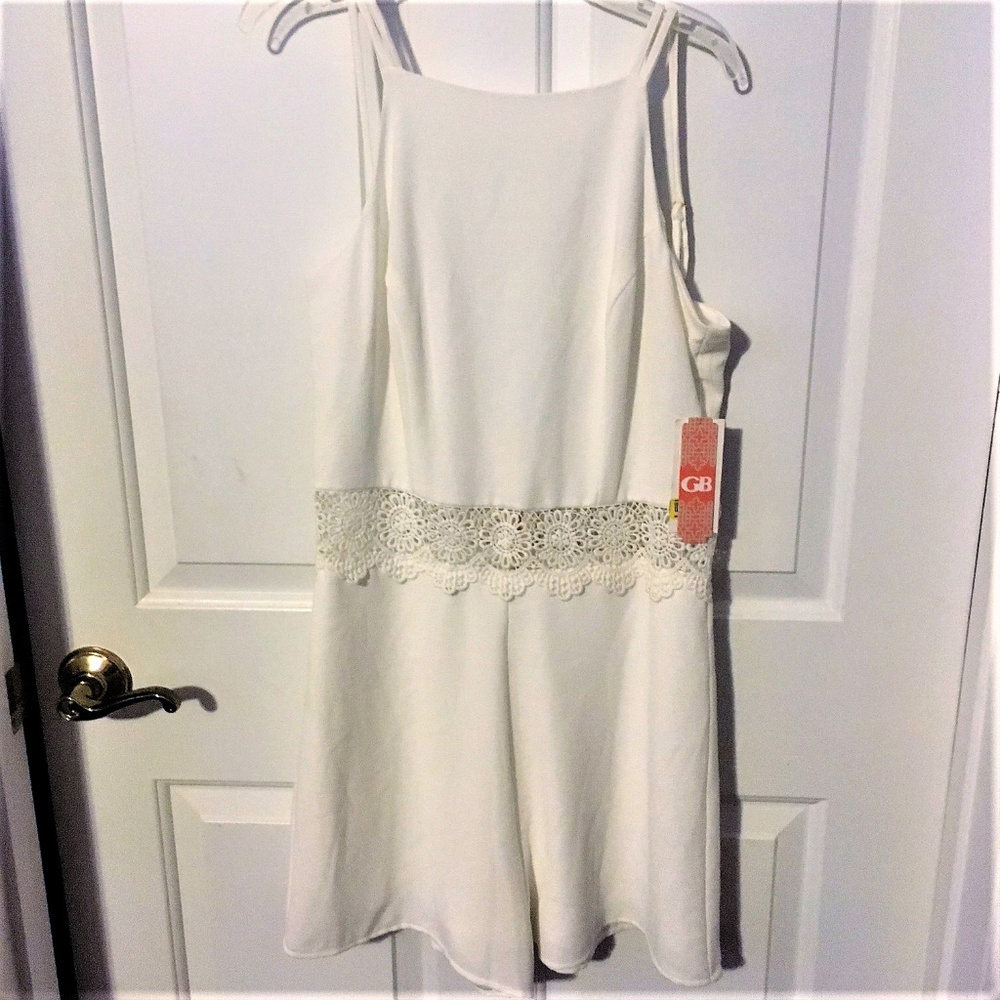 NEW! GB Gorgeous White Halter Style Romper